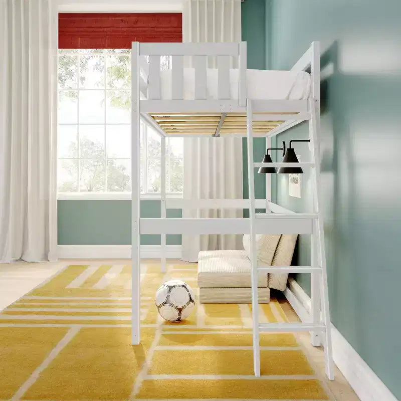 Letto alto a soppalco singolo con scaletta terminale