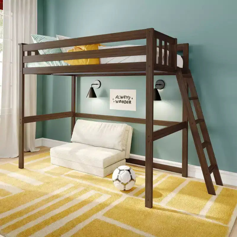 Letto alto a soppalco singolo con scaletta terminale