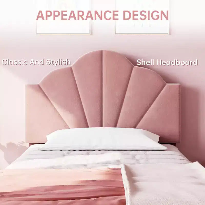 Struttura letto a piattaforma in velluto Twin XL con testiera regolabile