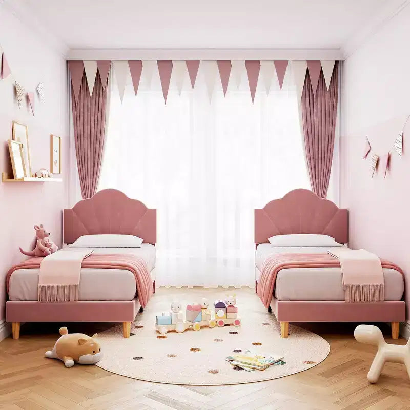 Struttura letto a piattaforma in velluto Twin XL con testiera regolabile