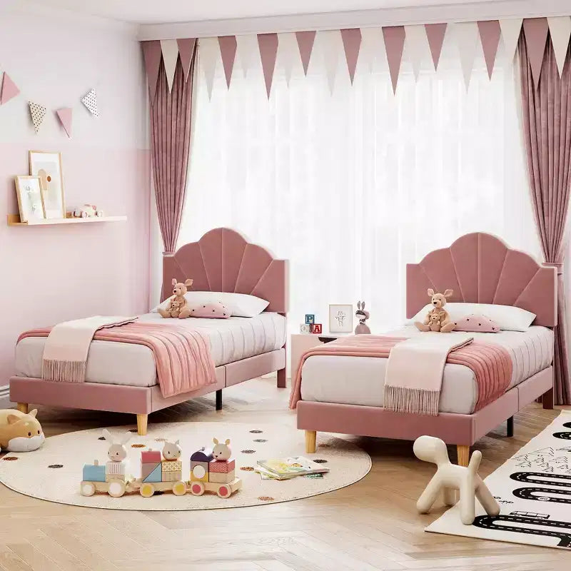 Struttura letto a piattaforma in velluto Twin XL con testiera regolabile