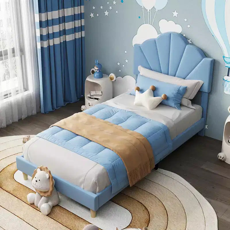 Struttura letto a piattaforma in velluto Twin XL con testiera regolabile