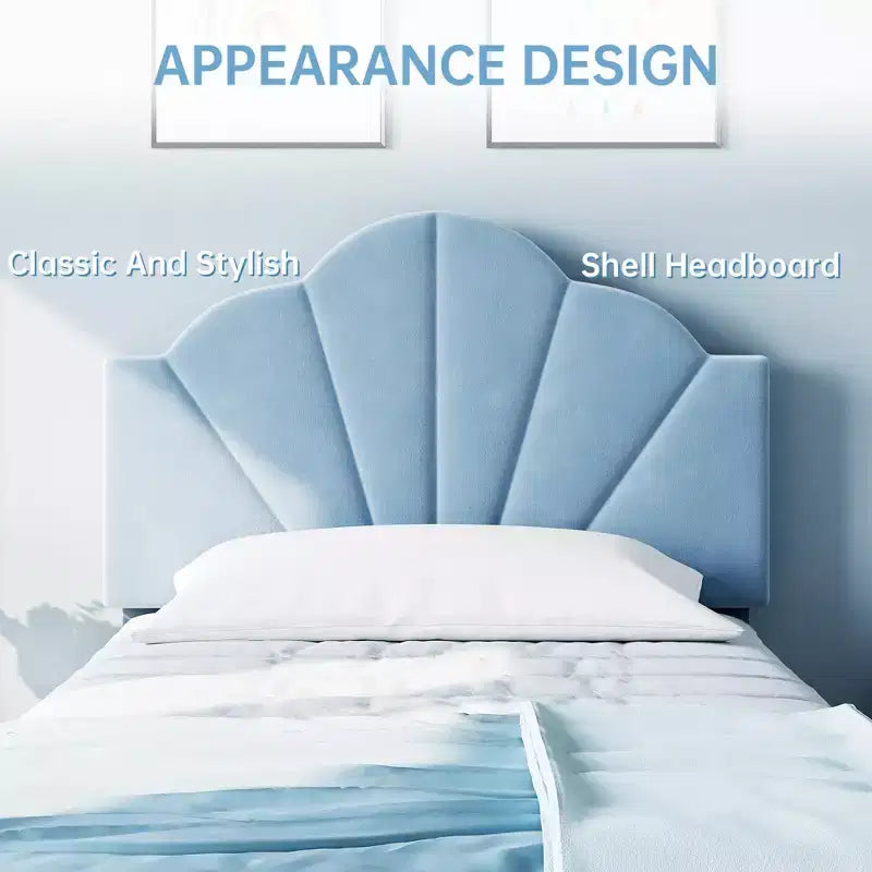 Struttura letto a piattaforma in velluto Twin XL con testiera regolabile