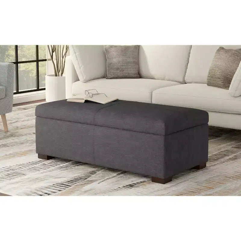 Panca contenitore rettangolare da 122 cm con coperchio sollevabile e vano portaoggetti nascosto