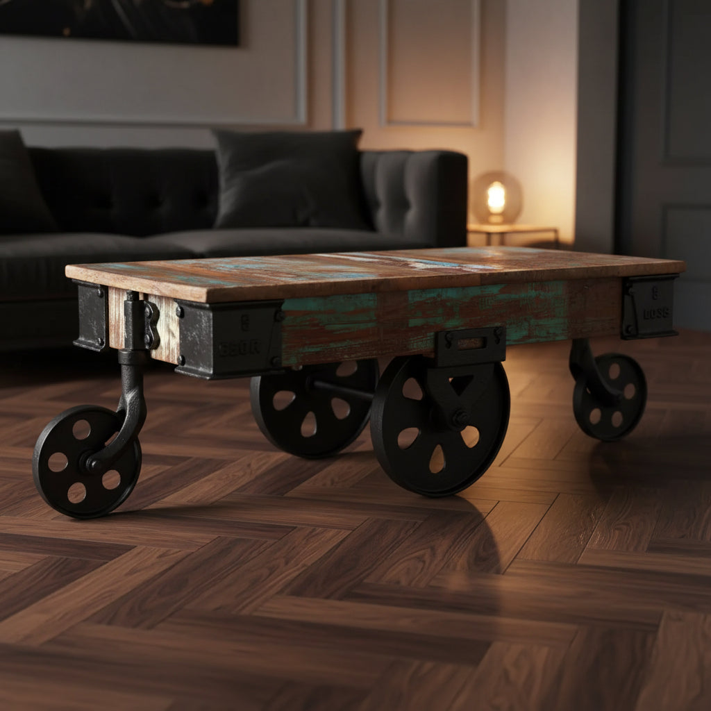 vidaXL Coffee Table Varied wood hues Reclaimed wood, iron