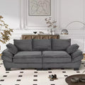 85.4in Modern Curved Sofa, Back Upholstered Couch with 2 Decorative Throw Pillows, Corduroy Fabric Couch for Living Room, Bedroom , Apartment