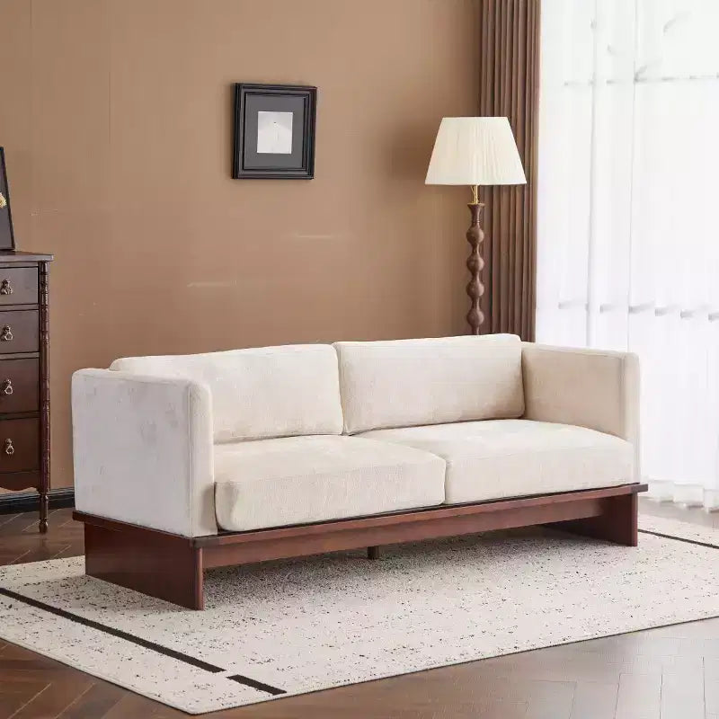 77 Modern Square Arm Boucle Sofa with Solid Wood Base, Corduroy Loveseat Sofa Couch for Small Living Room, Bedroom, or Apartment-Panipeachy