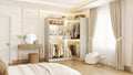 Besiost Walk-In Closet Organizers with 7 Shelves, Freestanding Corner Closet Sysrtem with Storage and 4 Rods
