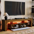 Modern Lighting TV Stand with Large Storage Drawer for 50-75 Inch TVs, TV Console Table, Entertainment Center Media for Living Room, Bedroom