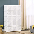 Guardaroba Portatile con 8 Scomparti a Cubo, 2 Aste Appendiabiti e 11 Ante Magnetiche