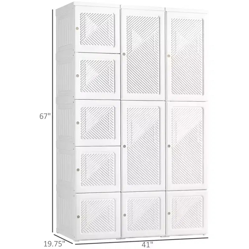 Guardaroba Portatile con 8 Scomparti a Cubo, 2 Aste Appendiabiti e 11 Ante Magnetiche