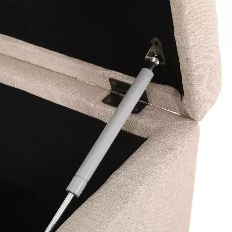 Pouff contenitore quadrato con gambe in betulla e cerniere ammortizzate
