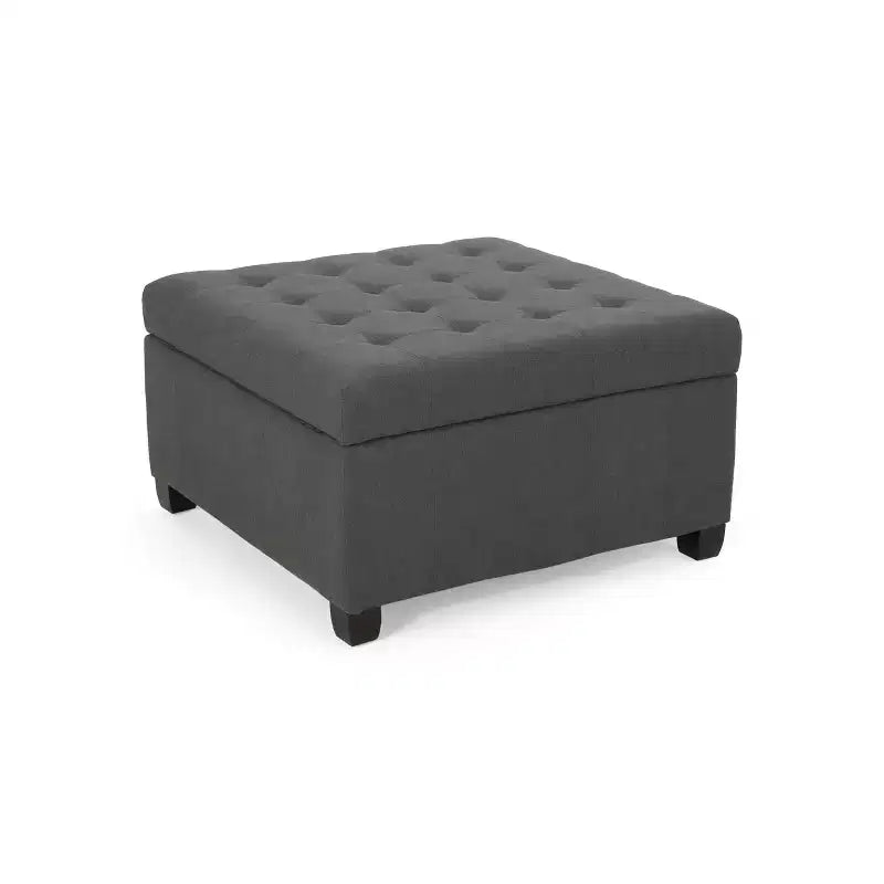Pouff contenitore quadrato con gambe in betulla e cerniere ammortizzate