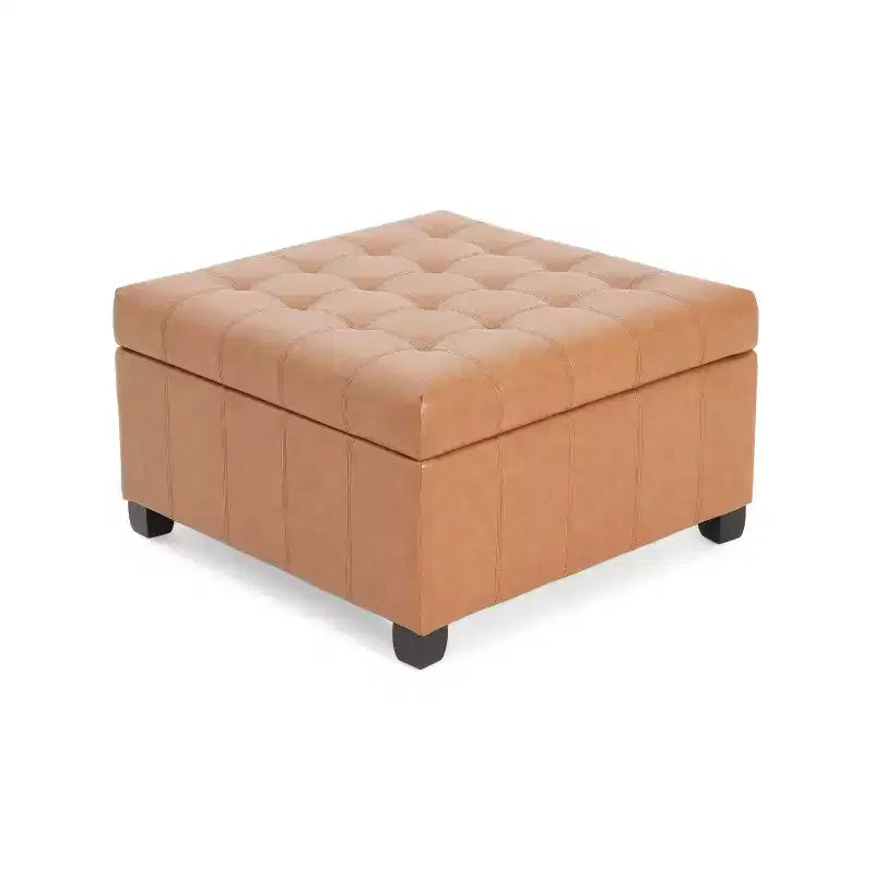 Pouff contenitore quadrato con gambe in betulla e cerniere ammortizzate