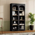 71 TV Farmhouse Cabinet, Wood-Grain Bookshelf with Adjustable Shelves, Multi-Functional Storage for Living Room, Bedroom, Home Office