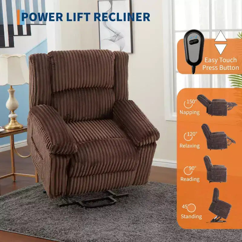 Poltrona Reclinabile Power Lift con Funzione Massaggio e Riscaldamento