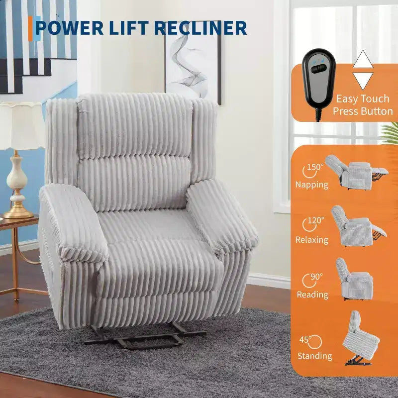 Poltrona Reclinabile Power Lift con Funzione Massaggio e Riscaldamento