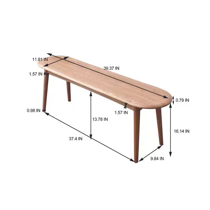 Panca da pranzo ovale in legno di quercia da 120 cm – 2-3 posti, capacità 250 kg