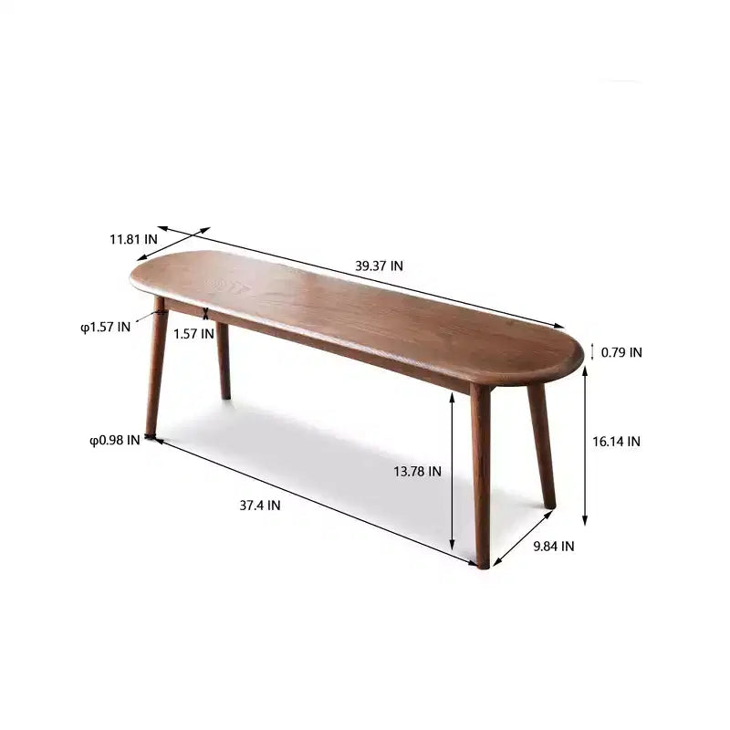 Panca da pranzo ovale in legno di quercia da 120 cm – 2-3 posti, capacità 250 kg