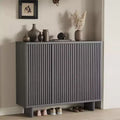 46 Inch Shoe Cabinet with Fluted Door, 5-Tier Storage with 4 Adjustable Shelves, Rustic Entryway Shoe Bench for Hallway, Living room