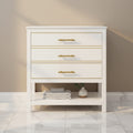 30 Solid Wood + MDF Bathroom Vanity Cabinet (White) with Open Storage & Drawers | Bathroom Furniture
