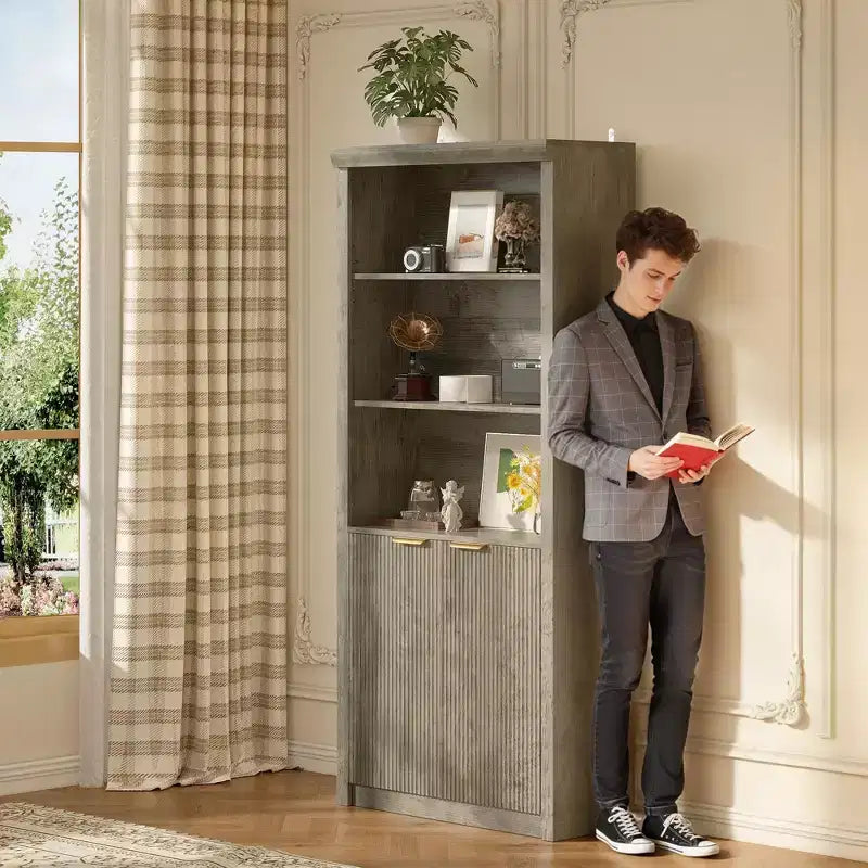Libreria a 5 Ripiani con Ante, da 178 cm