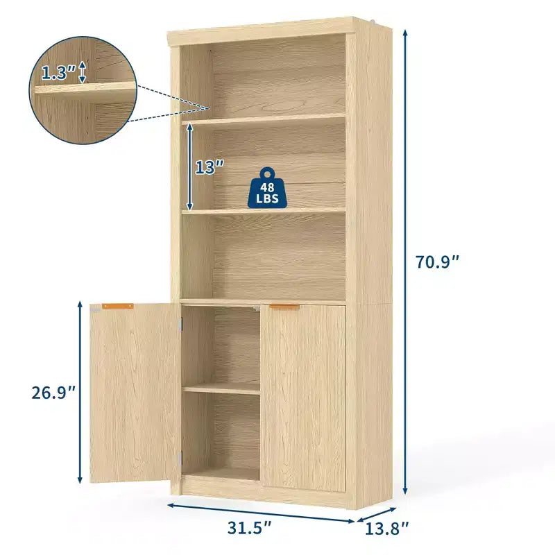 Libreria a 5 Ripiani con Ante, da 178 cm