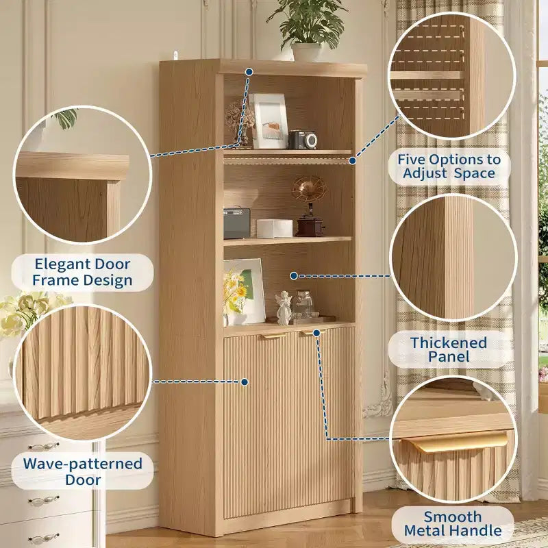 Libreria a 5 Ripiani con Ante, da 178 cm