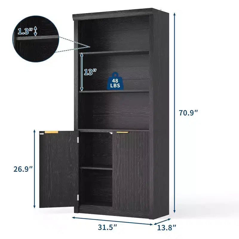 Libreria a 5 Ripiani con Ante, da 178 cm