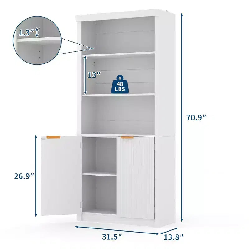 Libreria a 5 Ripiani con Ante, da 178 cm
