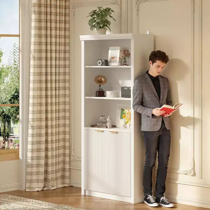 Libreria a 5 Ripiani con Ante, da 178 cm