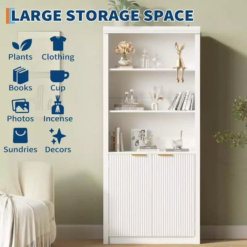 Libreria a 5 Ripiani con Ante, da 178 cm