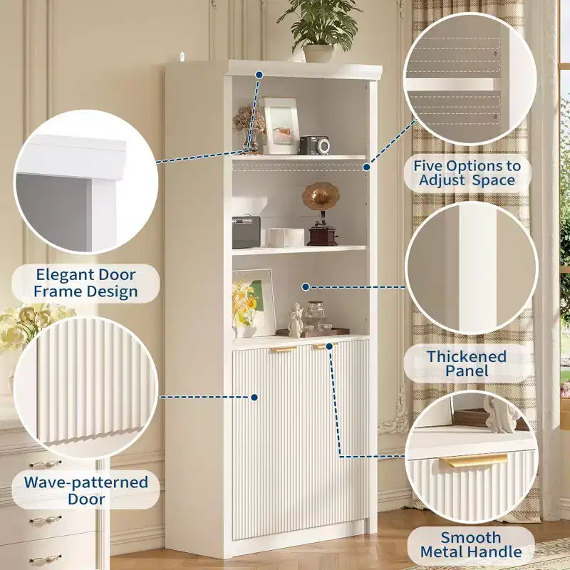 Libreria a 5 Ripiani con Ante, da 178 cm