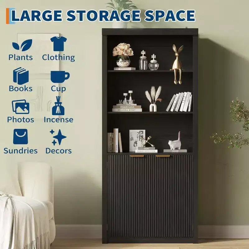 Libreria a 5 Ripiani con Ante, da 178 cm