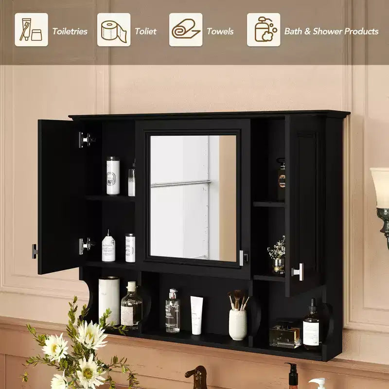 Armadietto a specchio da parete 35 x 28 con mensole aperte